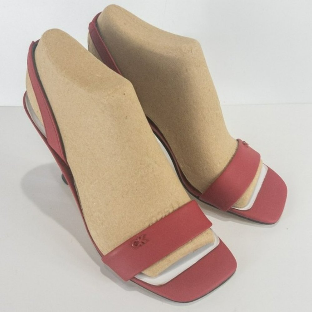 Calvin Klein Byron's Heel Sandals Red -6 - Picture 2 of 4